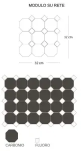 OTTAGONO 10X10 CARBONIO + FLUORO 3.5X3.5
