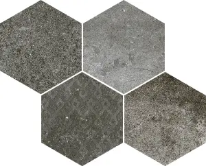 MOSAICO ESAGONA DECORO DARK GREY